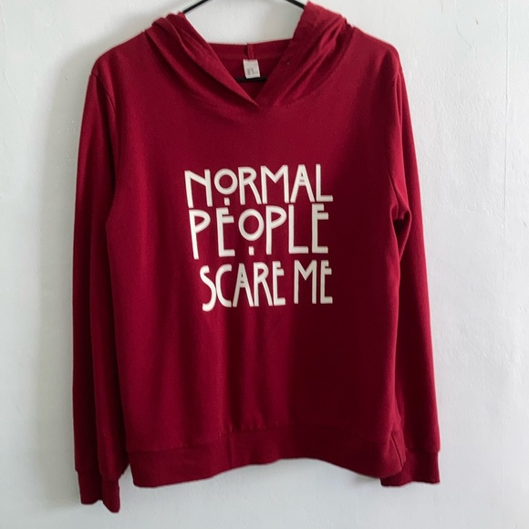 Graphic, long sleeve hoodie, size medium (normal people scare me) - Picture 1 of 7